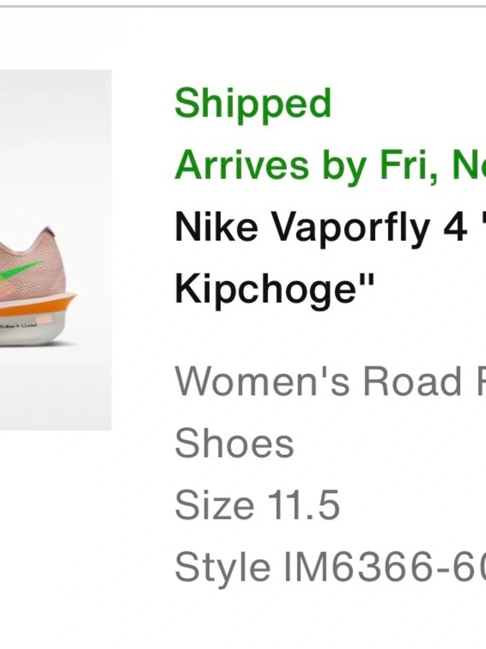 Nike Vaporfly 4 Running Shoes with Green Swoosh and Multicolor Sole